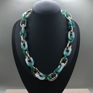 Ann Taylor metal and acrylic chain necklace, trendy statement.
